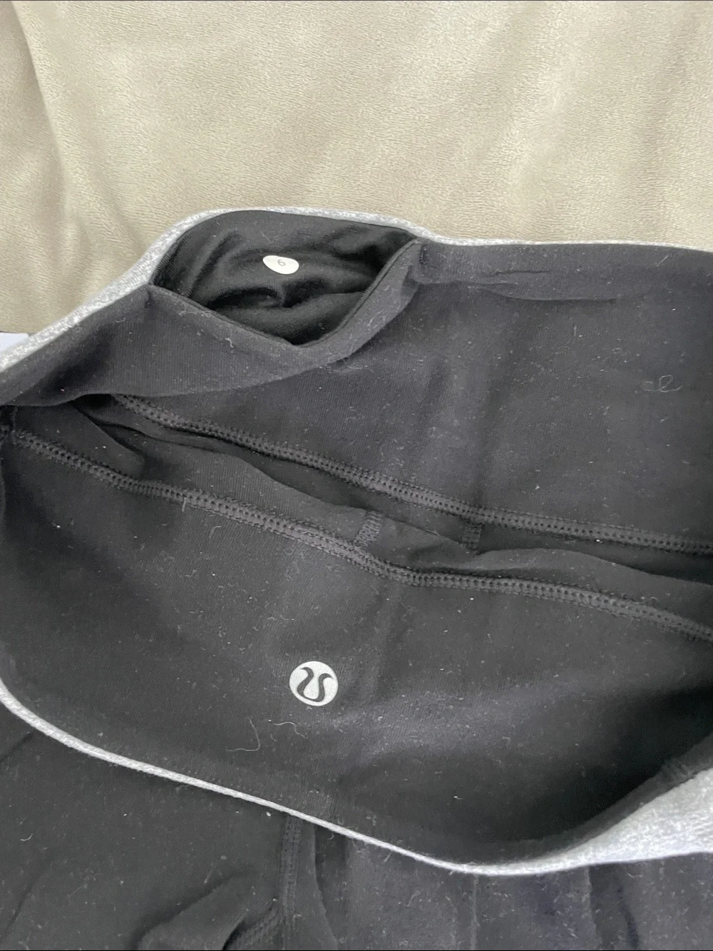 lululemon athletica Black Flare Leggings with Gray Waistband